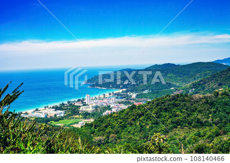 Phuket spring landscape by blue sky. Aerial view of thai island Phuket spring landscape by blue sky. Aerial view of thai island 108140466