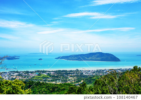 Phuket spring landscape. Aerial view of thai islands and sea 108140467