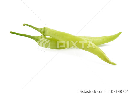 green chilli isolated on white background. 108140705