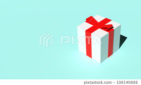Red ribbon and present Light blue background 3DCG Red ribbon and present Light blue background 3DCG 108140888