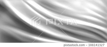 Silver silk fabric background with liquid ripples Silver silk fabric background with liquid ripples 108141327