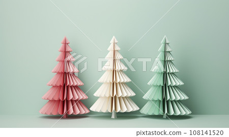 AI art Paper craft Christmas tree Paper craft Christmas tree 108141520