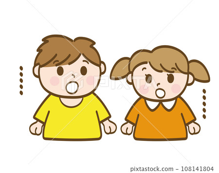 目瞪口呆的男孩和女孩_低年級小學生_幼兒 108141804