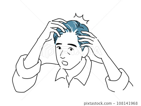 Middle-aged man worried about thinning hairline 108141968
