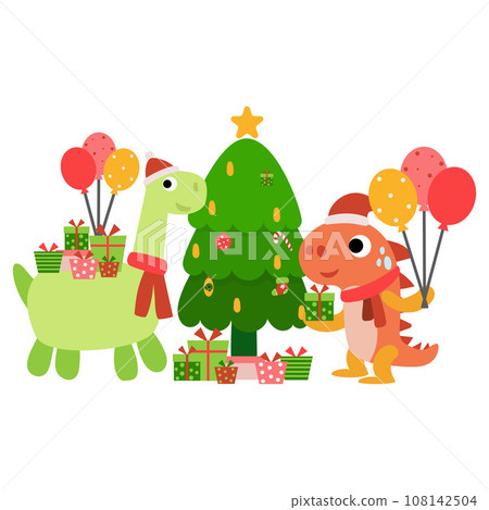 Dinosaur christmas happy new year, Dino clipart Dinosaur christmas happy new year, Dino clipart 108142504