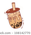Cartoon cute hand draw bubble tea 108142770