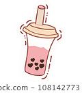 Cartoon cute hand draw bubble tea 3 108142773