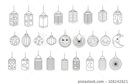 Set of diverse lantern for saint martin day.Laternenumzug tradition in europe Set of diverse lantern for saint martin day.Laternenumzug tradition in europe 108142821