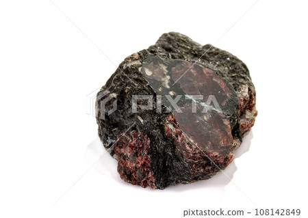 macro mineral stone Garnet, on a white background macro mineral stone Garnet, on a white background 108142849