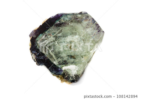 Macro of a mineral stone Fluorite on a white background 108142894