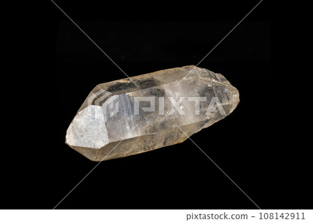 Macro mineral quartz stone on a black background Macro mineral quartz stone on a black background 108142911