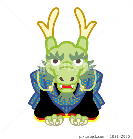 龍年賀年片素材 穿著袴的龍人物 108142950