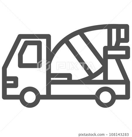Simple vehicle line drawing single item icon mixer truck 108143283