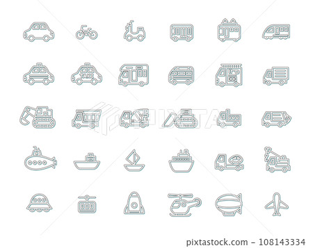 Simple vehicle color shadow icon set light blue Simple vehicle color shadow icon set light blue 108143334
