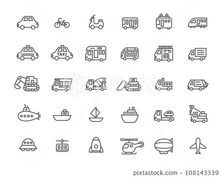 簡單的車輛線描圖示集 108143339