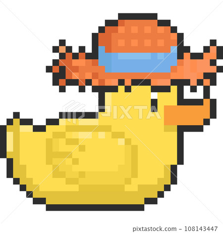 Pixel art duck with straw hat Pixel art duck with straw hat 108143447