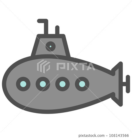 簡單的車輛顏色單項圖示潛水艇 108143566