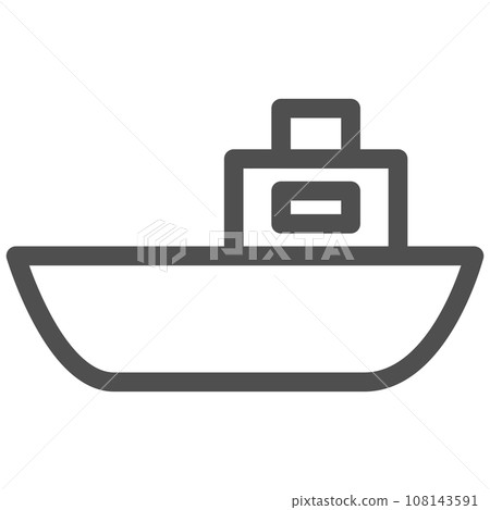 Simple vehicle line drawing single item icon fishing boat 108143591