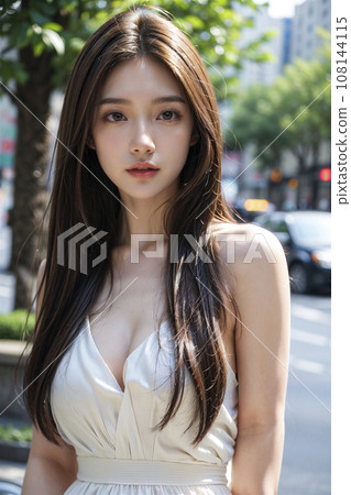 街角快照:長著黑髮的可愛女人(AI 生成圖像) 街角快照:長著黑髮的可愛女人(AI 生成圖像) 108144115