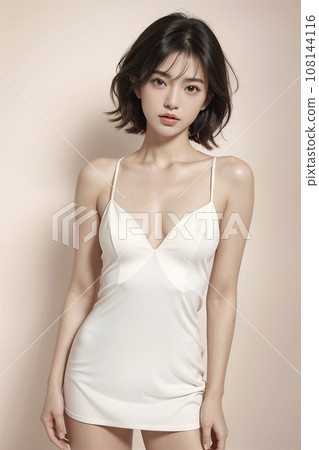 一位穿著敞開胸衣的女人（AI 生成的圖像） 108144116