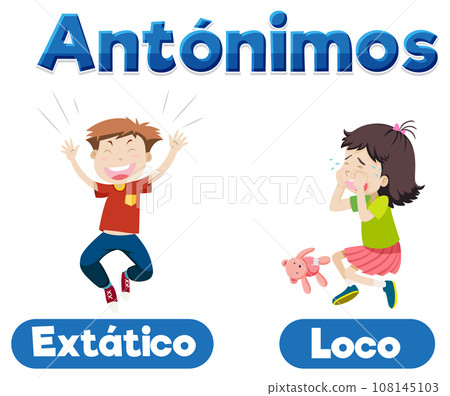 Education Antonyms: Happy and Sad in Spanish Language means happy and sad 108145103