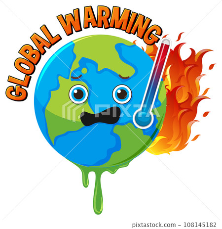 Global Warming: Earth's High-Level Thermometer with Burning Fire Global Warming: Earth's High-Level Thermometer with Burning Fire 108145182