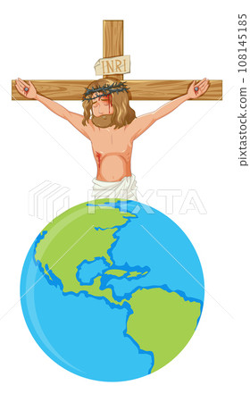 Jesus Christ Crucified with Earth in Hand 108145185