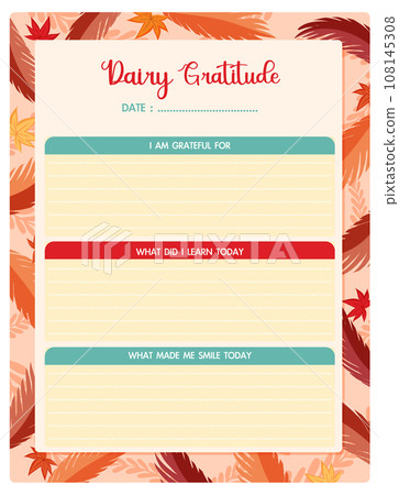 Autumn Leaves Gratitude Diary Template 108145308