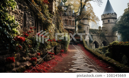 Castle in Scotland in cloudy day with dramatic light 108145669