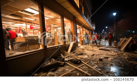 Looting and destructions. Looters seen breaking into the store 108145670