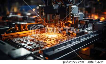 CNC Laser cutting of metal, modern industrial technology Making Industrial Details. The laser optics and CNC CNC Laser cutting of metal, modern industrial technology Making Industrial Details. The laser optics and CNC 108145694