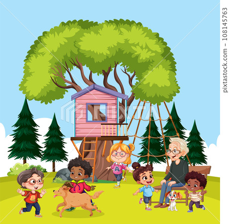 People and Pets at Playground 108145763