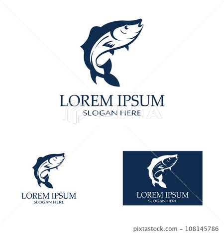 Fish logo, fish oil and seafood restaurant icon. With the concept of icon vector design illustration template 108145786