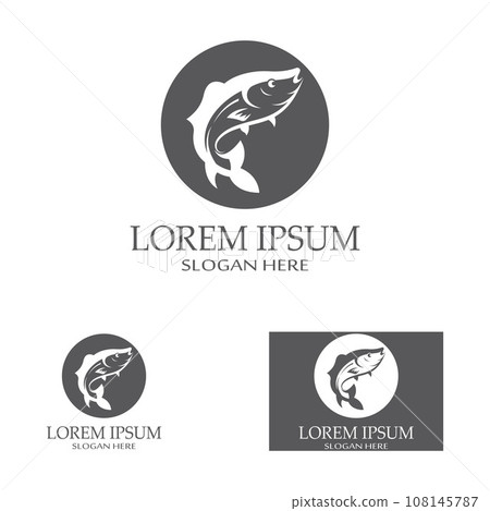 Fish logo, fish oil and seafood restaurant icon. With the concept of icon vector design illustration template 108145787