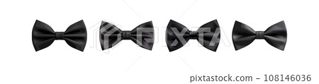 Black bow tie vector set isolated on white background Black bow tie vector set isolated on white background 108146036
