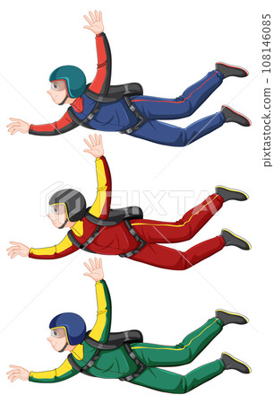 Set of skydiver cartoon freefall Set of skydiver cartoon freefall 108146085