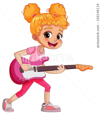 Female rock musician playing bass 108146119