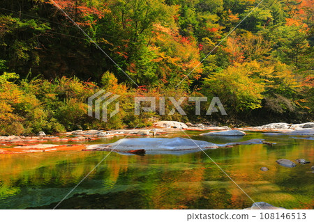 [愛媛郡]晴天奧莫戈峽谷的紅葉（河原五色） 108146513