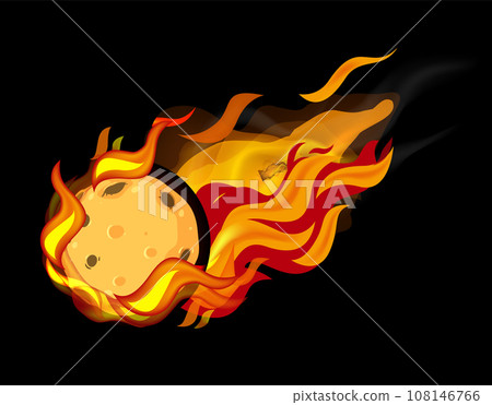 Flaming Comets, Asteroids, and Meteors in Vector Cartoon Style 108146766