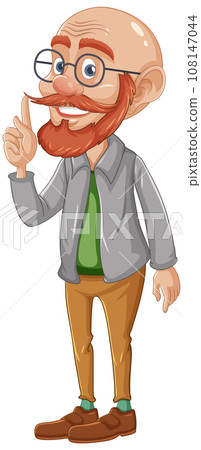 Bald Headed Man with Glasses: A Cartoon Character Bald Headed Man with Glasses: A Cartoon Character 108147044