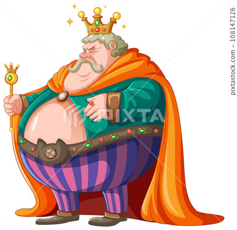 Grumpy fairy tale king isolated cartoon character 108147126