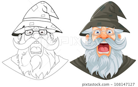 Furious Elderly Wizard with Long Beard and Mustache 108147127