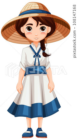 Cute Woman Wearing Asian Dress 108147168