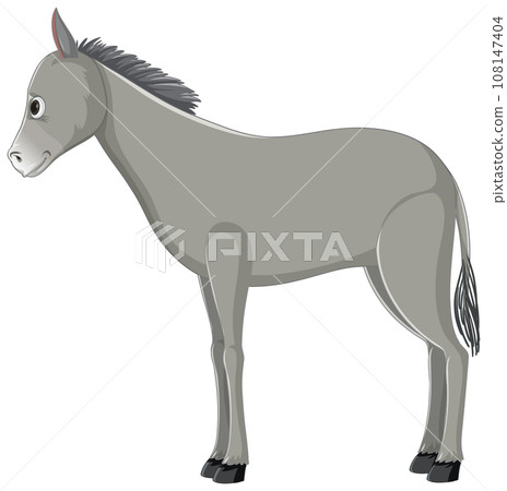 Donkey Cartoon Character Standing in Side View Donkey Cartoon Character Standing in Side View 108147404