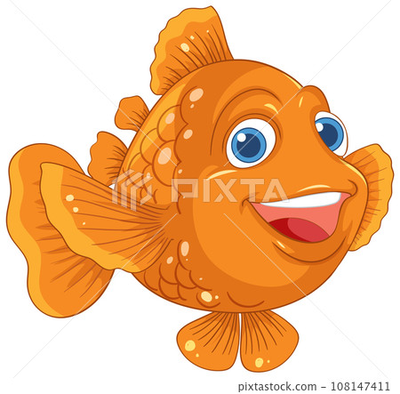 Cute Goldfish Cartoon Illustration 108147411