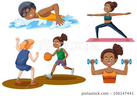 African American Girl Doing Different Activities 108147441