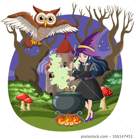 Witch Cooking Potion in Dark Forest 108147451