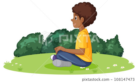 A male teen doing meditation 108147473