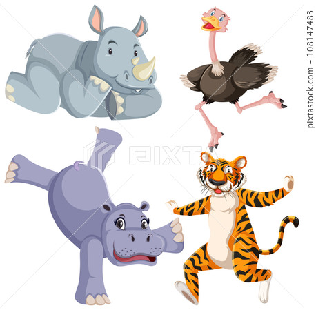 Set of cute animals cartoon character 108147483