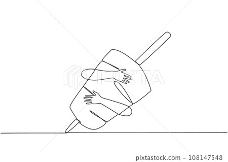 Continuous one line drawing of hands hugging kebab. Grilled meat dishes that are skewered using skewers or iron rods. Foods that have a high nutritional content. Single line design vector illustration Continuous one line drawing of hands hugging kebab. Grilled meat dishes that are skewered using skewers or iron rods. Foods that have a high nutritional content. Single line design vector illustration 108147548